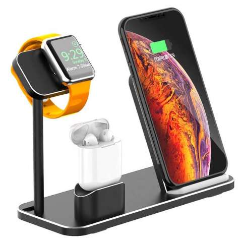 Factory wholesale mobile phone wireless charging bracket for phones alloy charging base watch headset stand